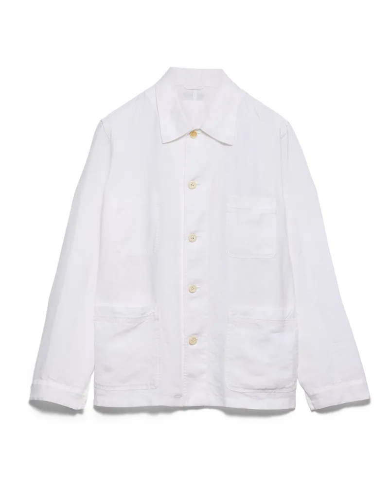 Prada Einreihige Jacke Aus Leinen, Herren, Weiss, Größe Weiss