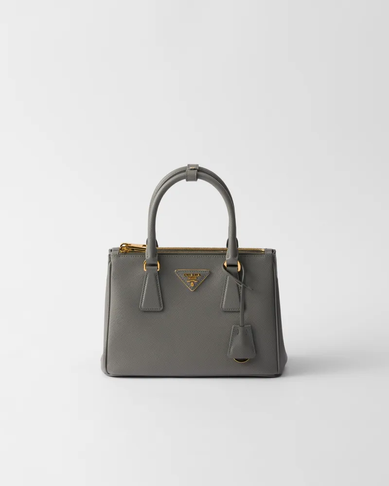 Prada Kleine  Galleria Tasche aus Saffiano-Leder Schiefergrau