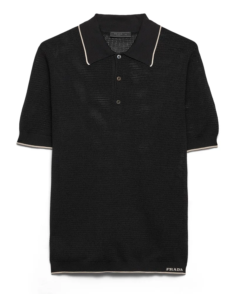 Prada Poloshirt Aus Seide Und Baumwolle, Herren, Schwarz, Größe Schwarz