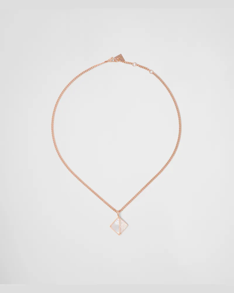Prada Eternal Gold Halskette mit Anhänger aus Roségold mit Diamanten und Perlmutt Gold-pink