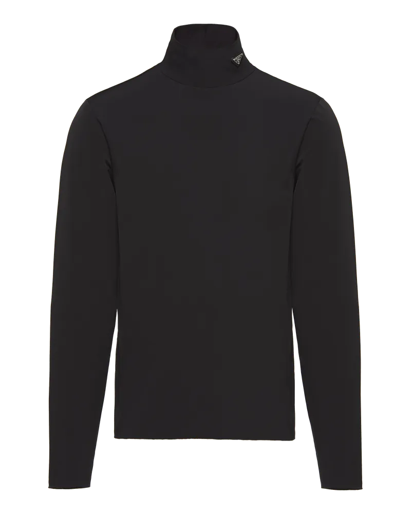 Prada Rollkragenpullover aus technischem Jersey Schwarz