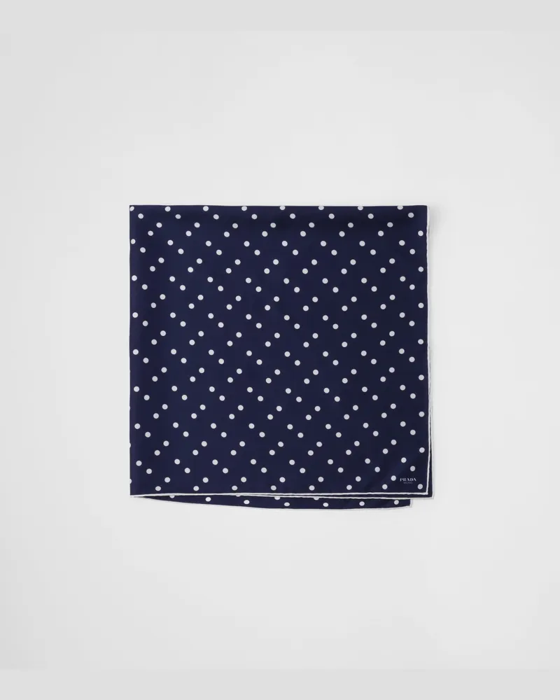 Prada Schal aus Seidentwill mit Print, 90 x 90 Blau