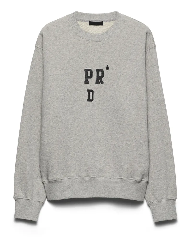 Prada Sweatshirt Aus Baumwollfleece, Herren, Grau, Größe Grau