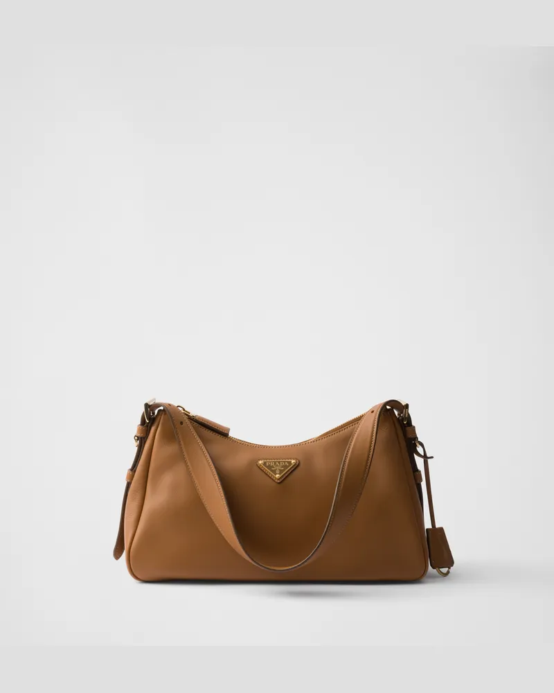 Prada Mittelgroße  Aimée Schultertasche aus Leder Karamell