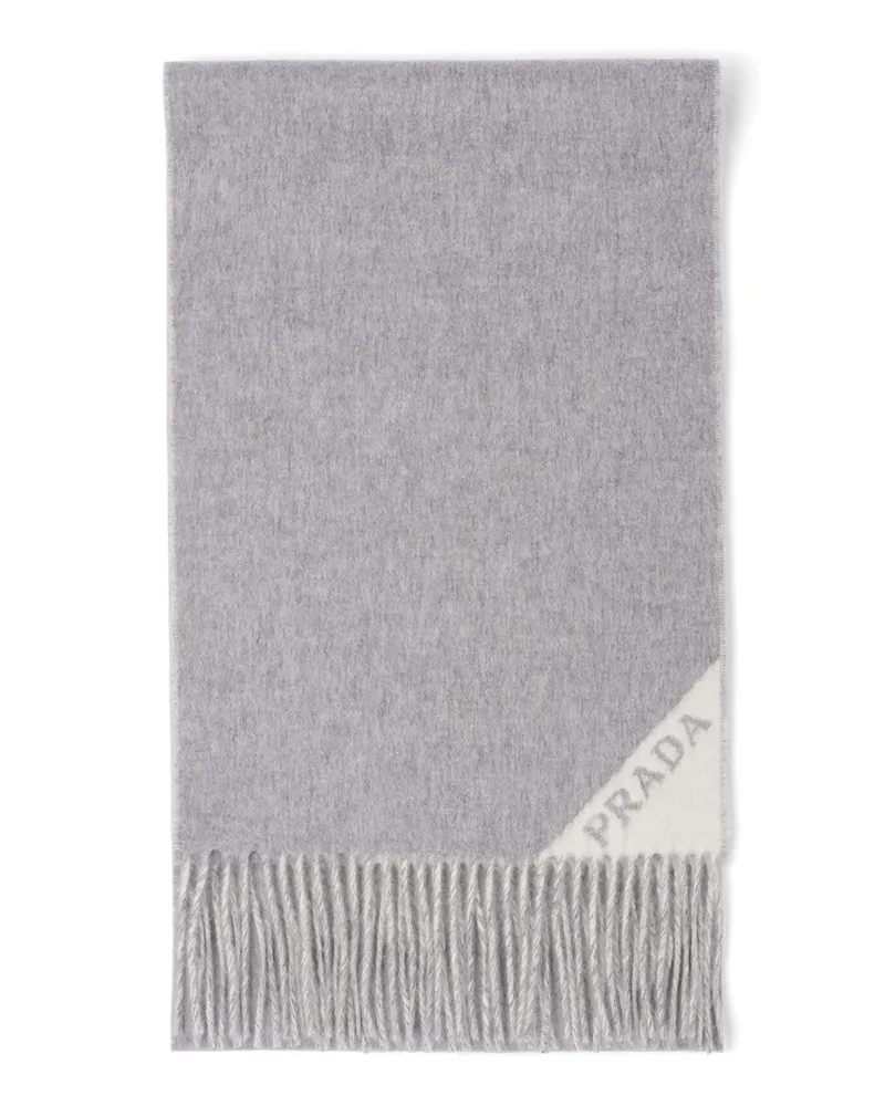 Prada Schal Aus Kaschmir-doppelgewebe, Damen, Grau/kalkweiß Grau