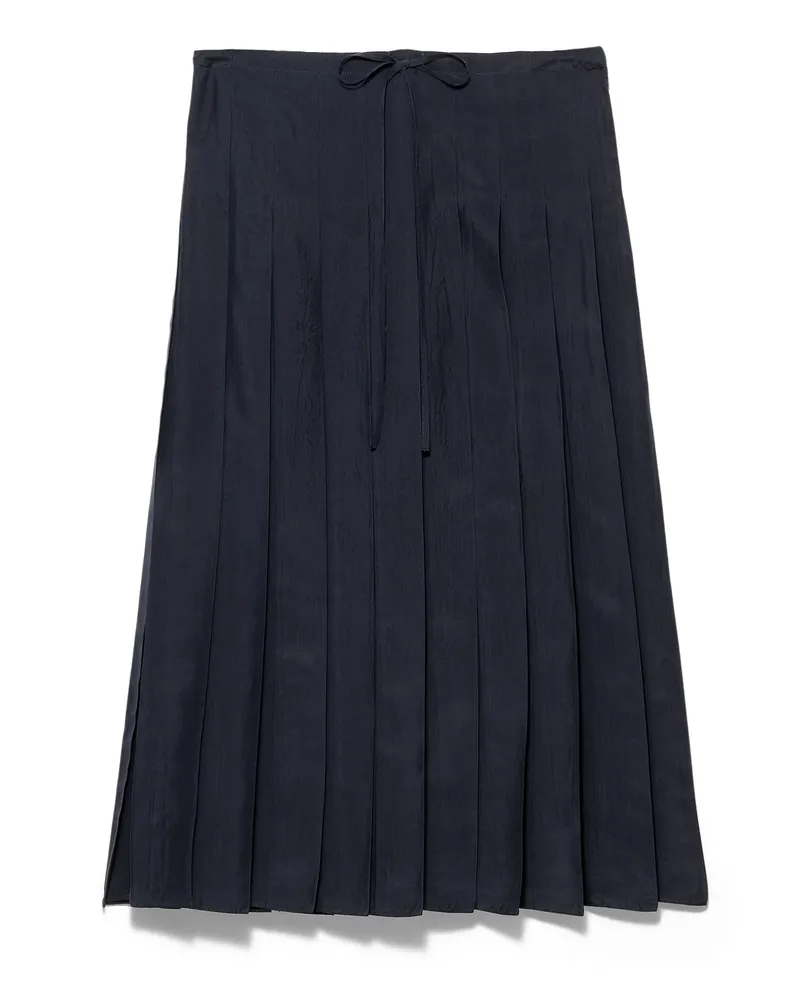 Prada Faltenrock Aus Seide In Midilänge, Damen, Blau, Größe Blau