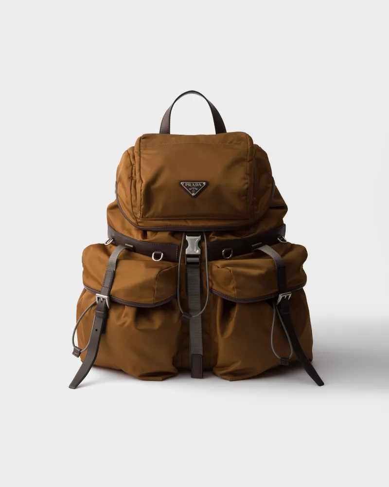 Prada Rucksack aus Re-Nylon und Leder Brandy