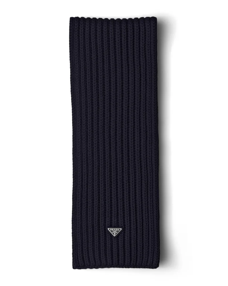 Prada Schal Aus Wolle, Damen, Blau Blau