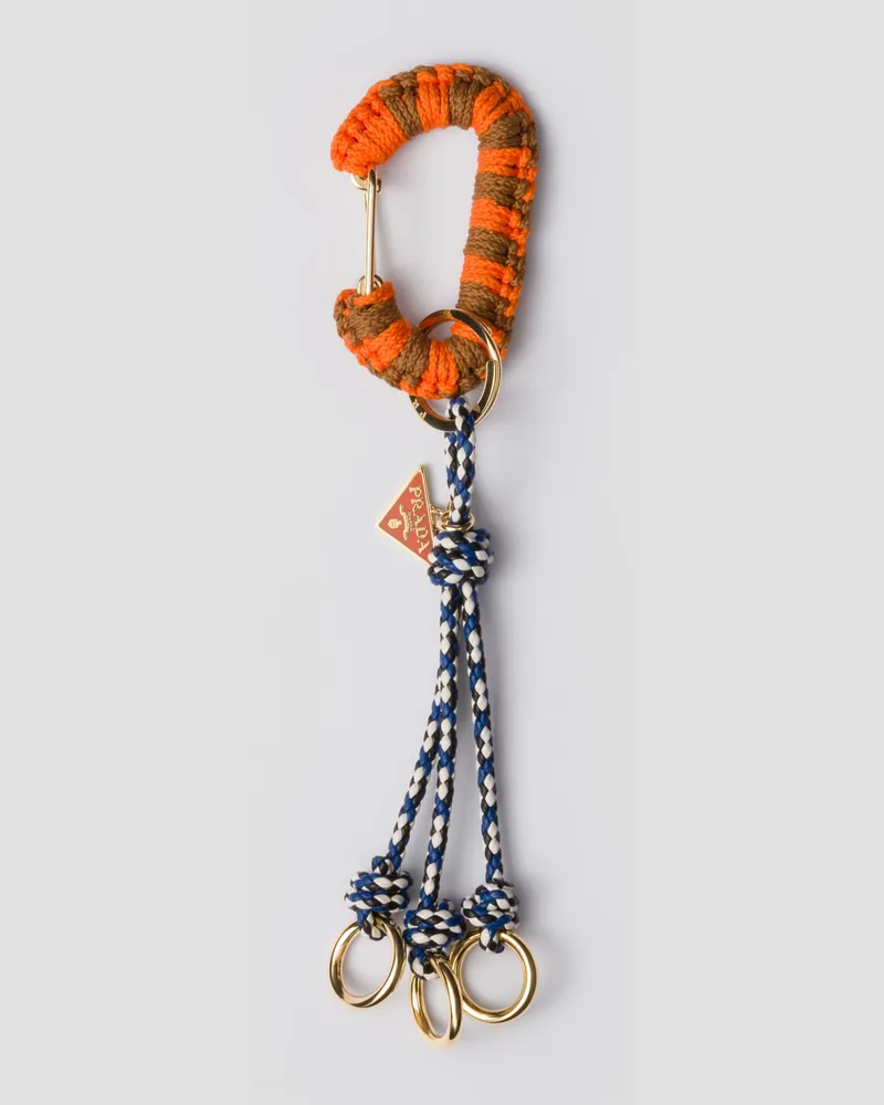 Prada Taschenanhänger aus Kordel und Leder Orange
