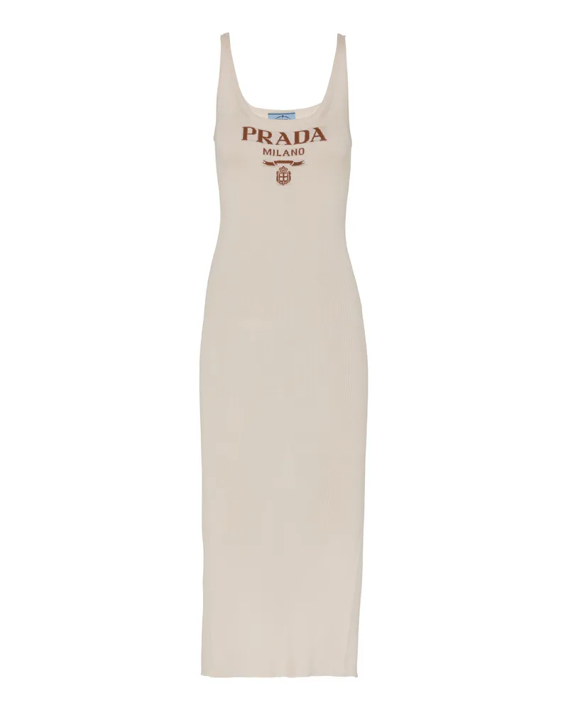 Prada Kleid Aus Seide, Damen, Elfenbein, Größe Elfenbein
