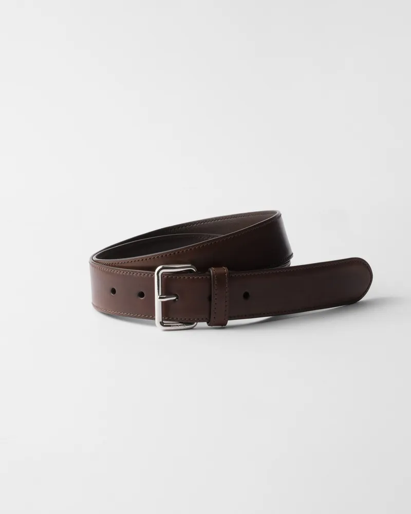 Prada Gürtel aus Leder mit Antik-Finish Ebenholz