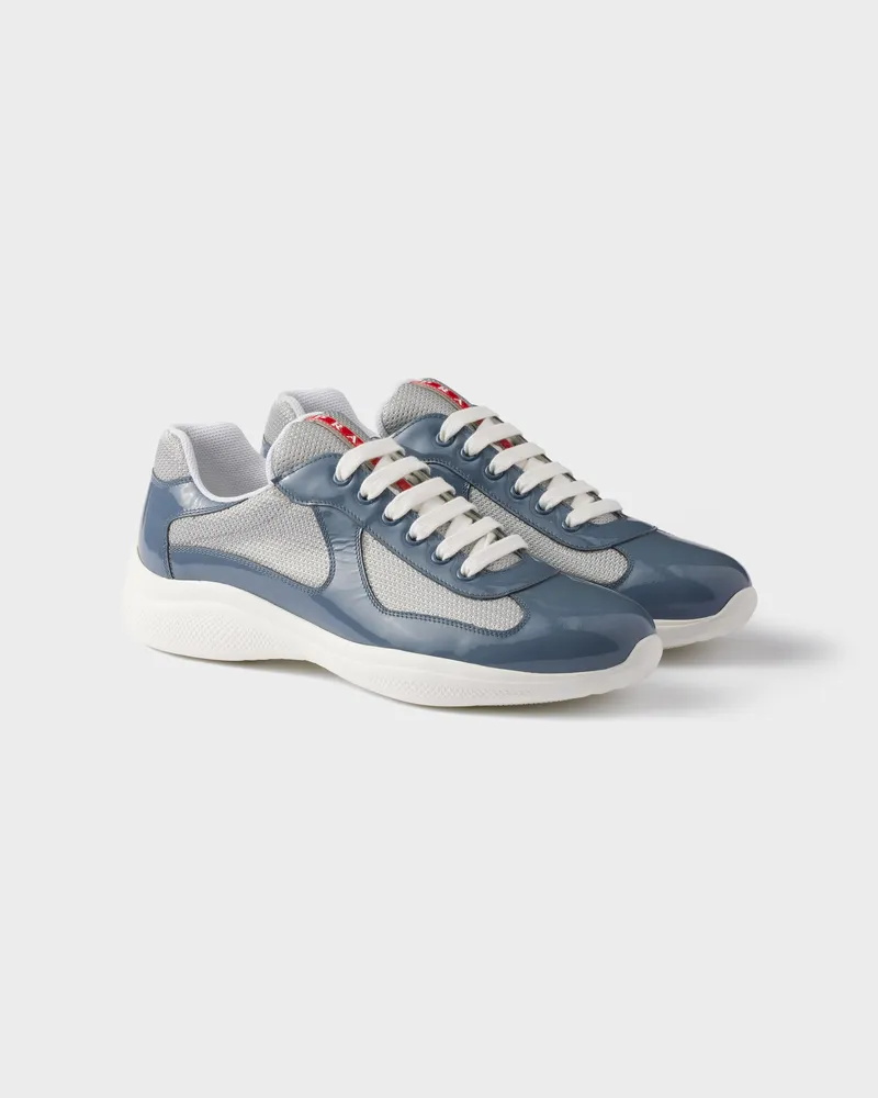 Prada America’s Cup Sneaker aus Lackleder und Funktionsgewebe Marinablau
