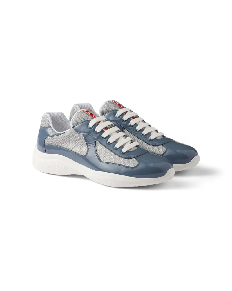 Prada America’s Cup Sneaker Aus Lackleder Und Funktionsgewebe, Herren, Marinablau/silber, Größe 14 Marinablau