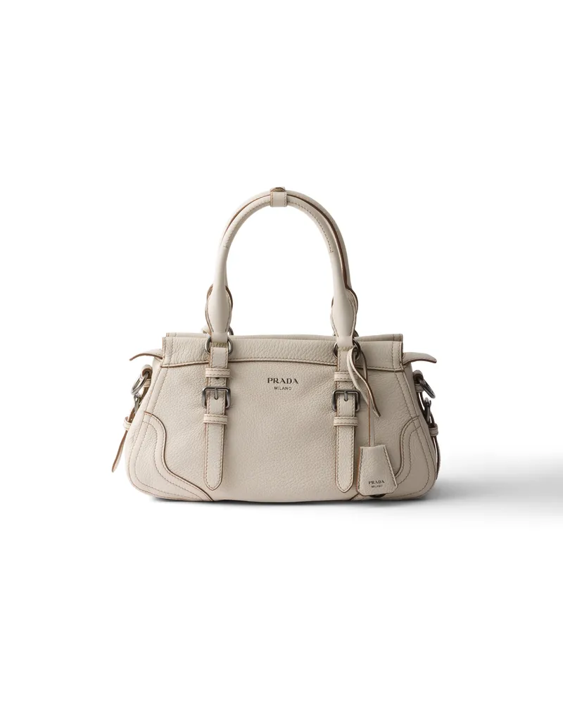 Prada Große Tote Bag Aus Leder, Damen, Kalkweiss Kalkweiss