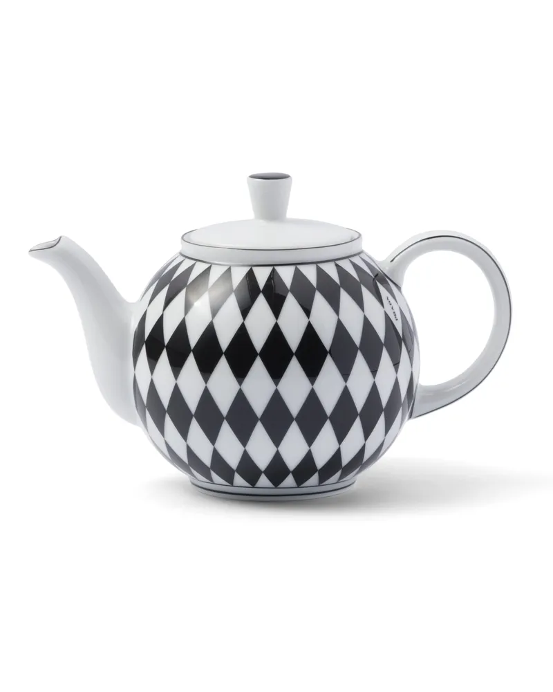 Prada Teekanne Aus Porzellan – Checkerboard , , Weiss/schwarz Weiss