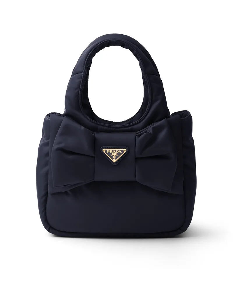 Prada Mini Bag Aus Gepolstertem Re-nylon Mit Schleife, Damen, Ostseeblau Ostseeblau