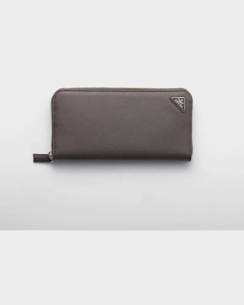 Prada Geldbörse aus Saffiano Rauchgrau