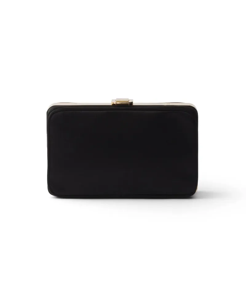 Prada Mini-clutch Aus Satin Mit Schulterriemen, Damen, Schwarz Schwarz