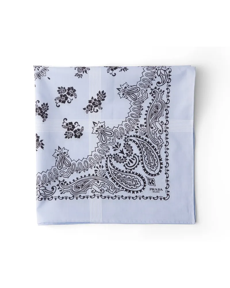 Prada Bedruckter Schal Aus Batist, Herren, Himmelblau/weiss Himmelblau