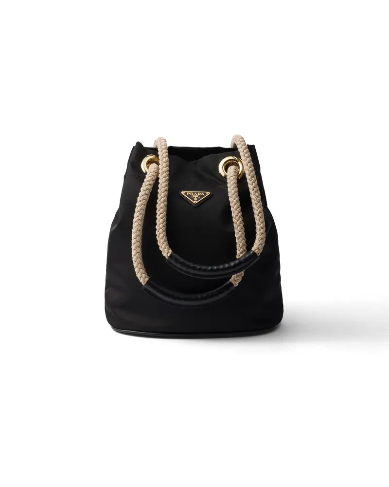 Prada Kleine  Mariner Bucket Bag Aus Re-nylon, Damen, Schwarz Schwarz