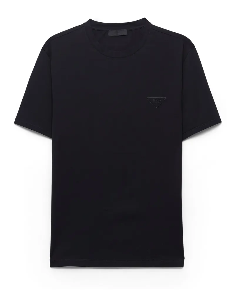 Prada T-shirt Aus Stretch-baumwolle, Herren, Schwarz, Größe Schwarz