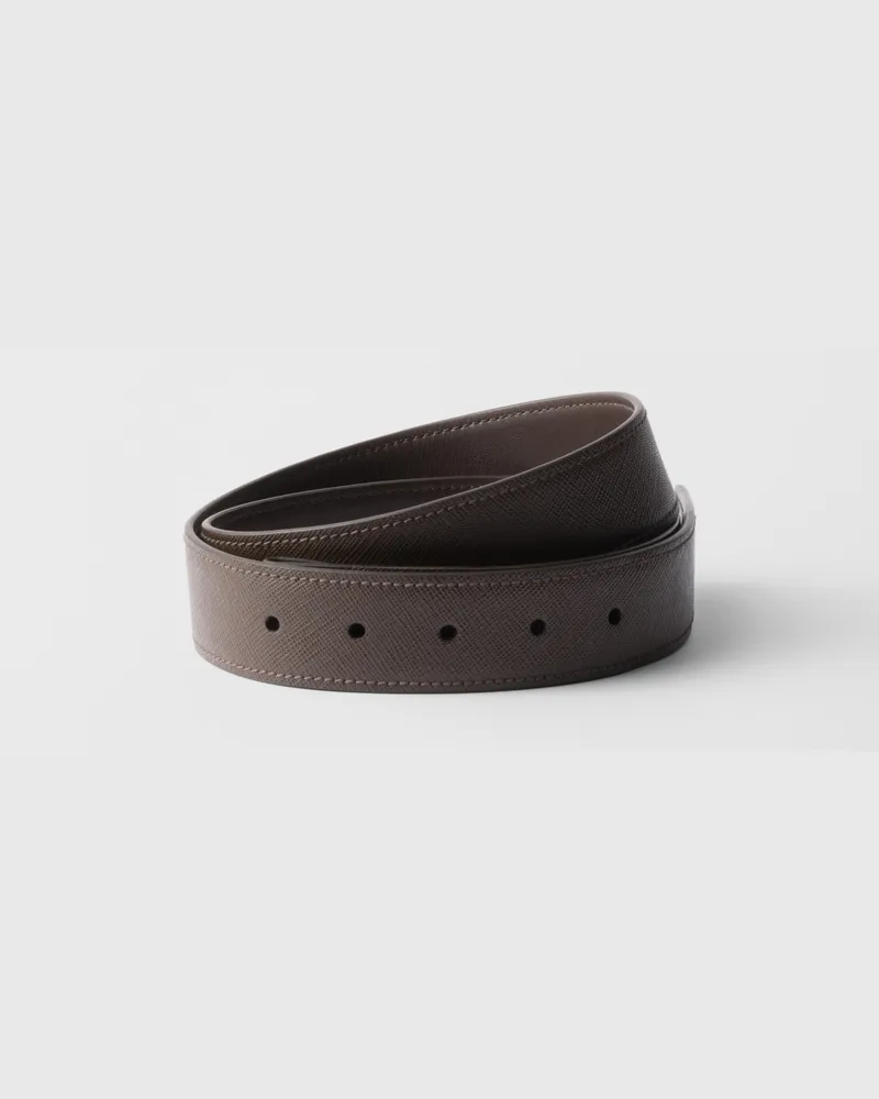 Prada Gürtelband aus Saffiano-Leder Kaffeebraun