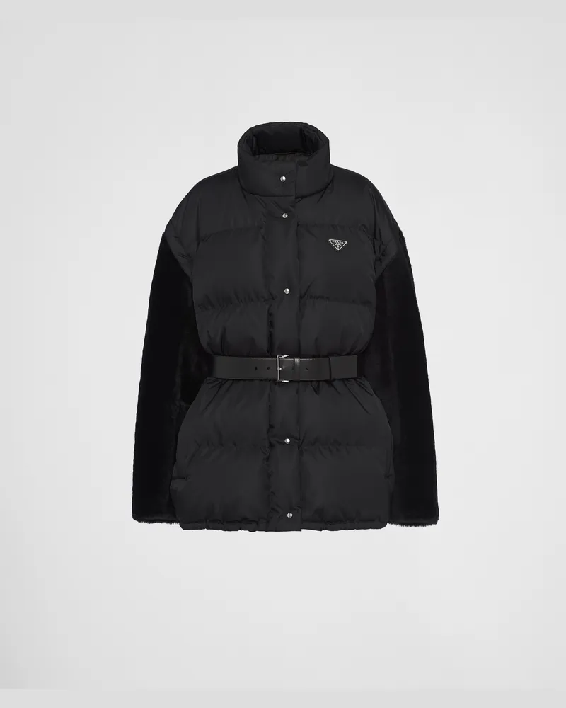Prada Daunenjacke aus Re-Nylon Schwarz