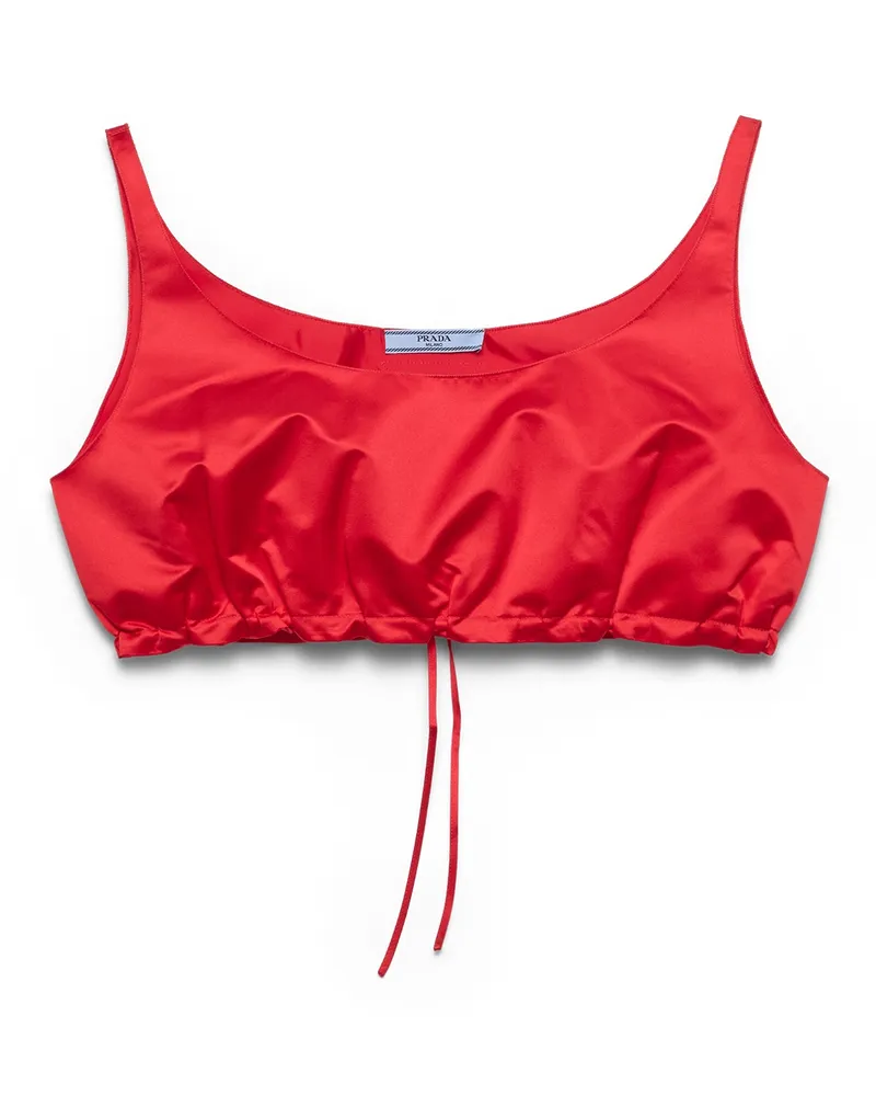 Prada Crop-top Aus Duchesse, Damen, Lackrot, Größe Lackrot