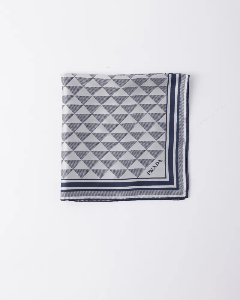 Prada Schal Aus Jacquard-seide 55, Damen, Baltisch-blau/kalk Baltisch-blau