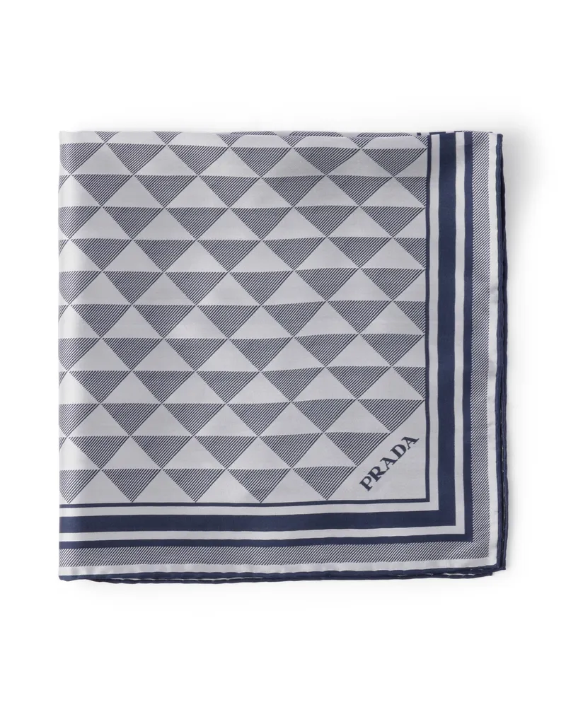 Prada Schal Aus Jacquard-seide 55x55, Damen, Baltisch-blau/kalk Baltisch-blau