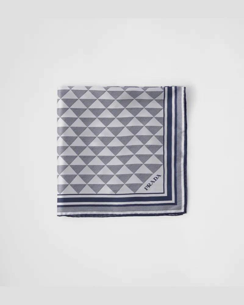 Prada Schal aus Seide mit Print, 55 x 55 Baltisch-blau