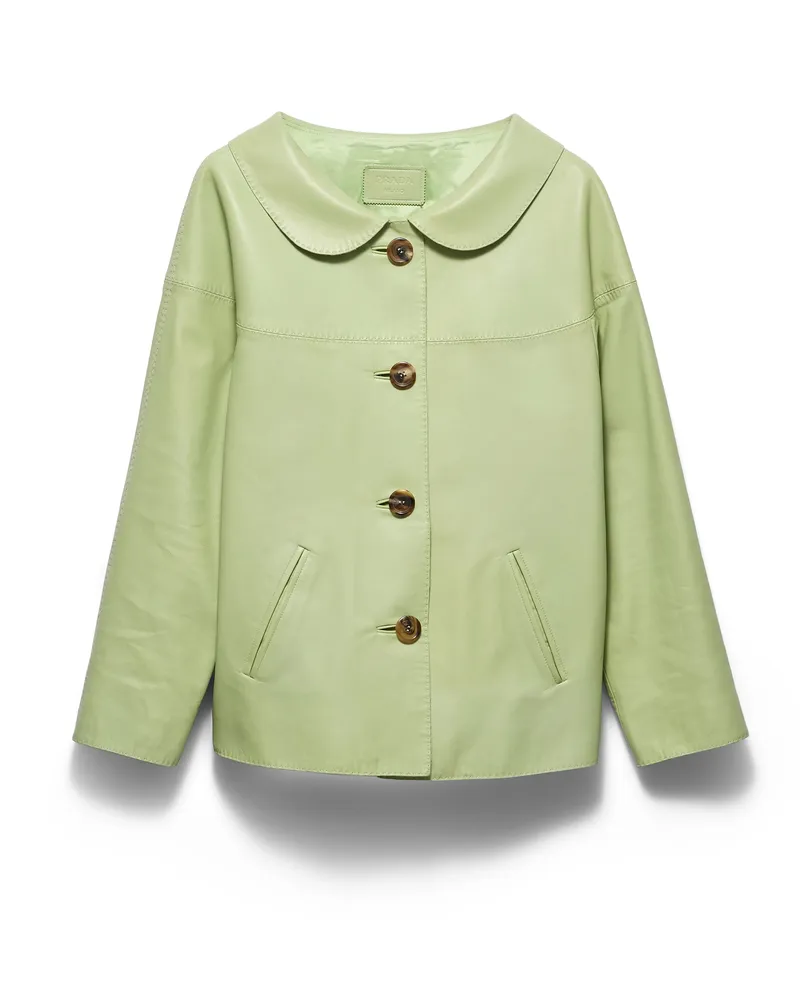Prada Jacke Aus Nappa-leder, Damen, Weidengrün, Größe Weidengrün