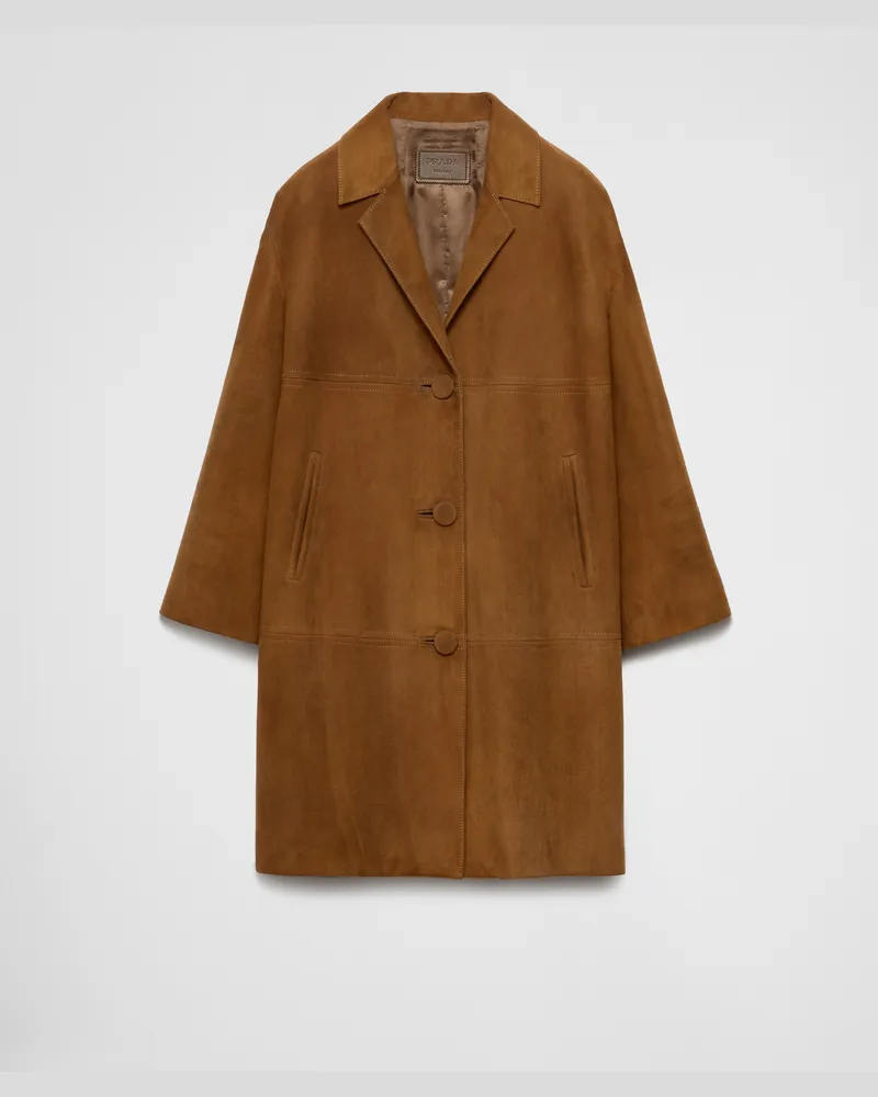 Prada Mantel aus Wildleder Tabak