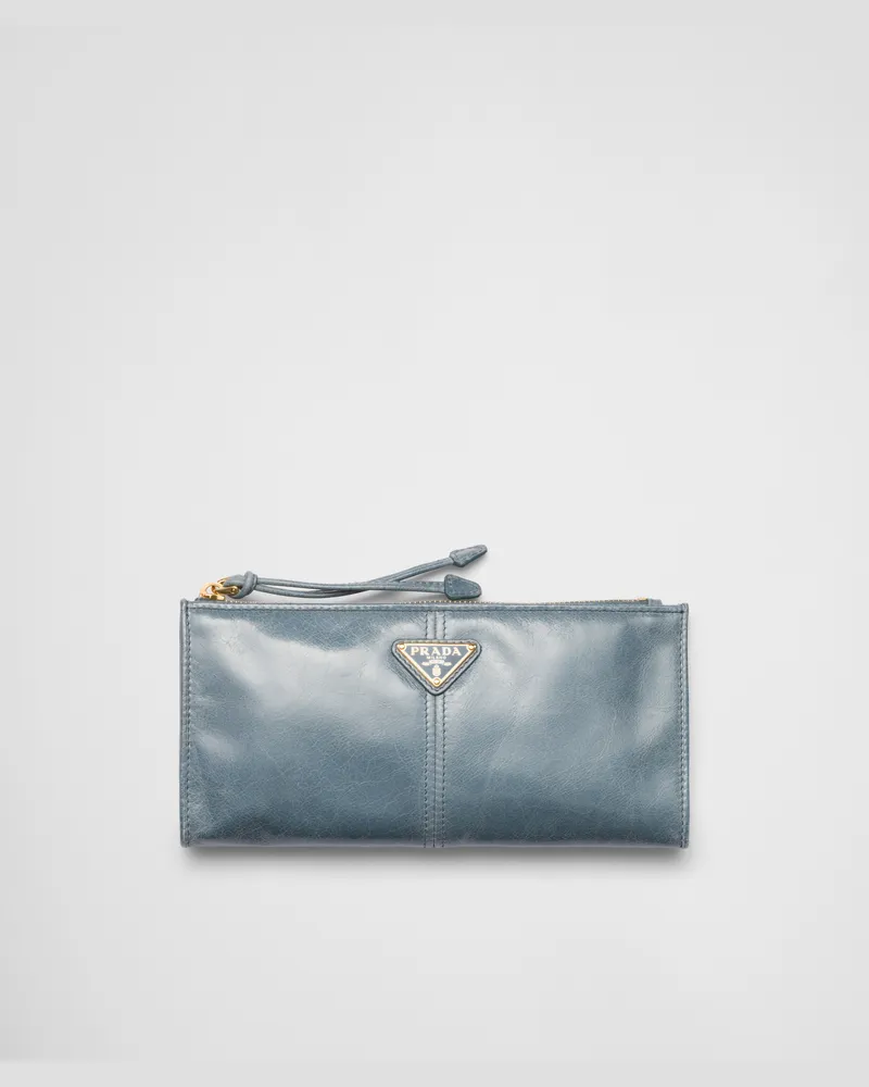 Prada Pouch aus Leder Fliegerblau