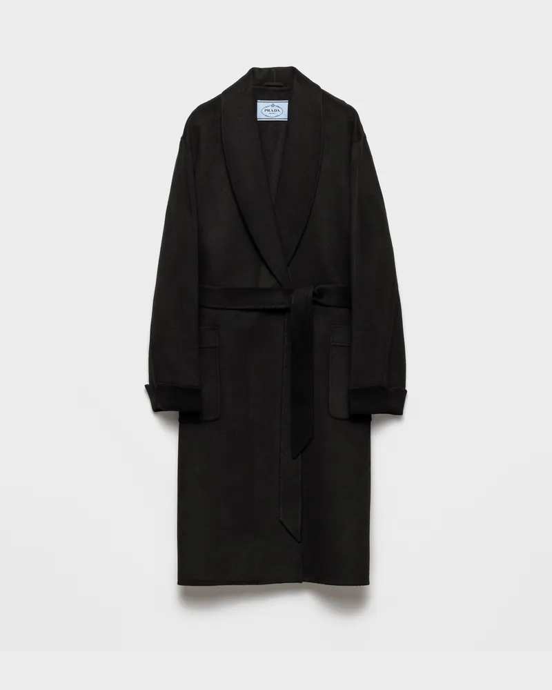 Prada Einreihiger Mantel aus Doppel-Kaschmirwolle Schwarz