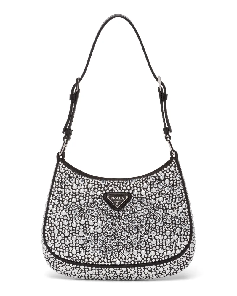 Prada Cleo Tasche Aus Satin Mit Kristallen, Damen, Metall Metall