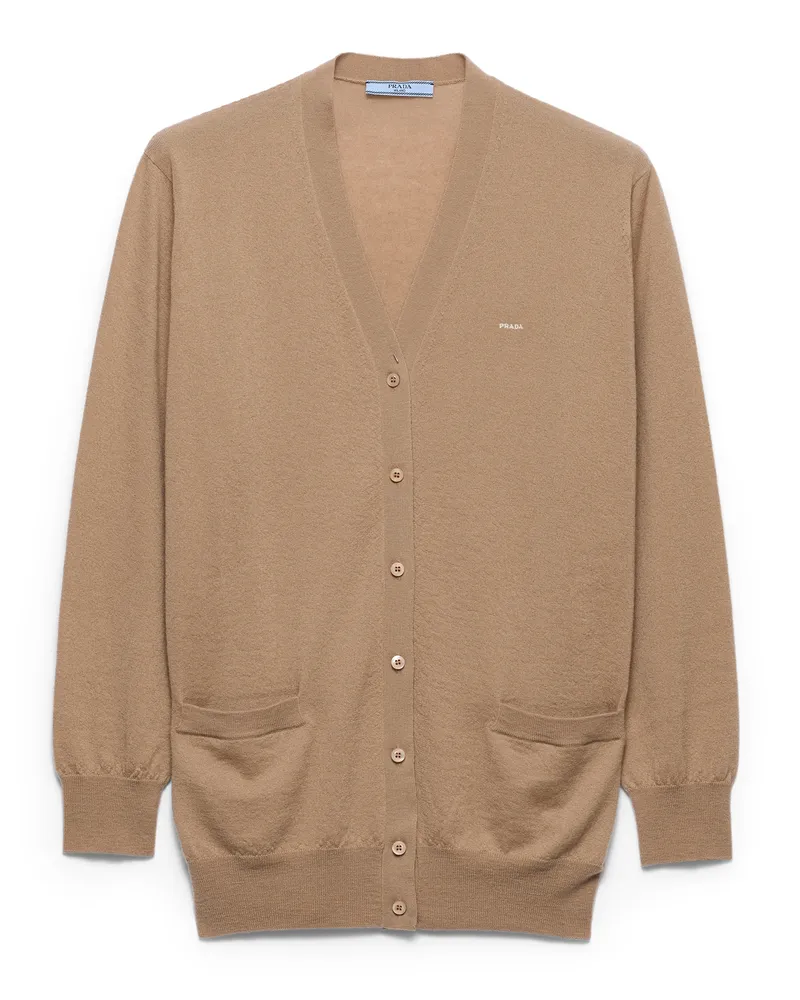 Prada Strickjacke Aus Kaschmir, Damen, Kamelbraun, Größe Kamelbraun