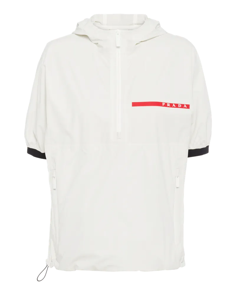 Prada Kurzärmlige Jacke aus Light Re-Nylon Kalkweiss