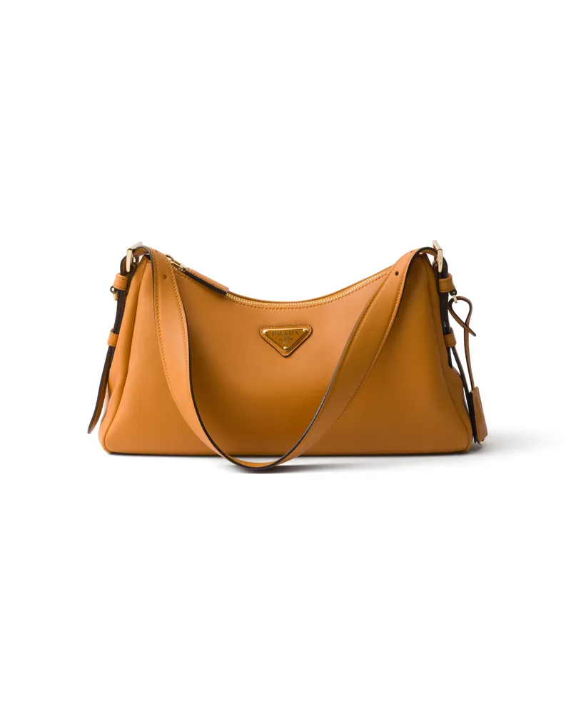 Prada Mittelgroße  Aimée Schultertasche Aus Leder, Damen, Amber Amber