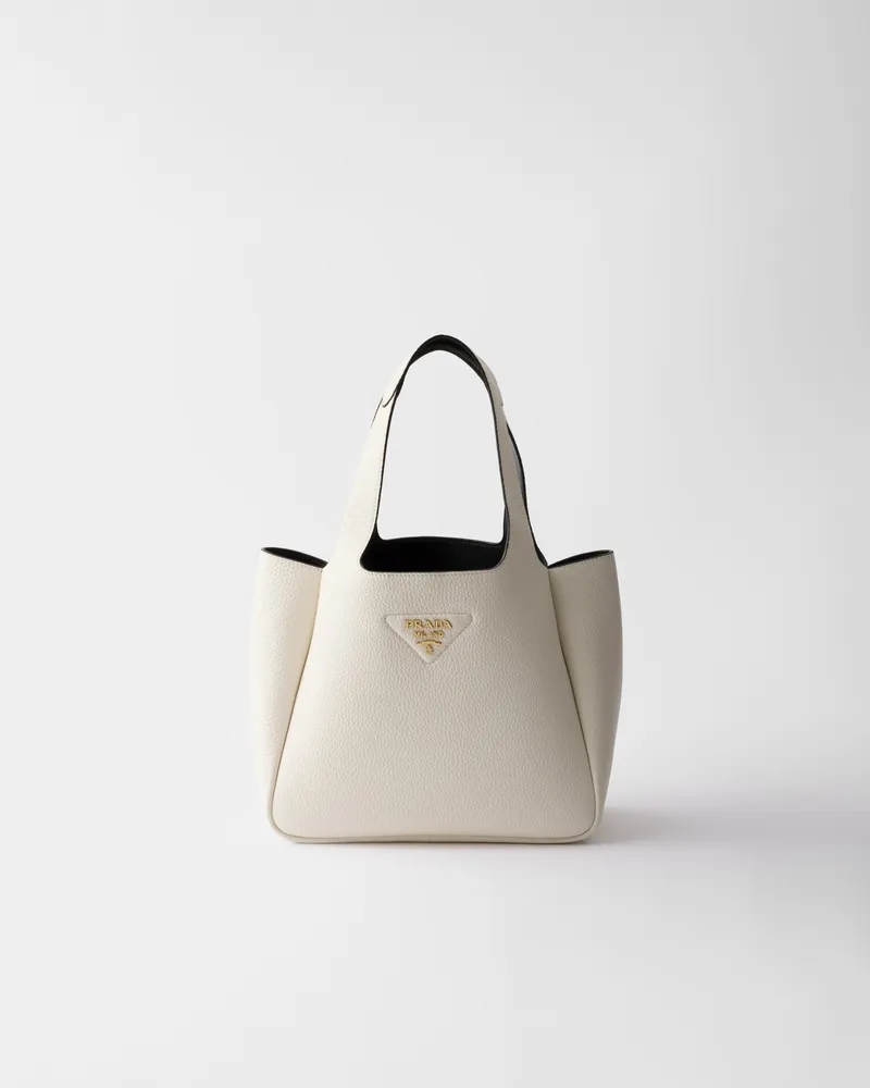 Prada Kleine Tote Bag aus Leder Weiß