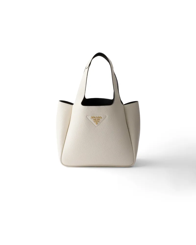 Prada Liaison Kleine Tote Bag Aus Leder, Damen, Weiß/schwarz Weiß