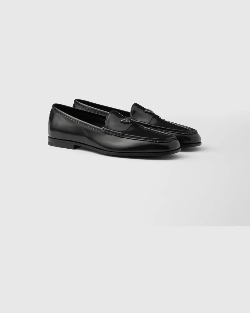 Prada Loafer aus gebürstetem Leder Schwarz