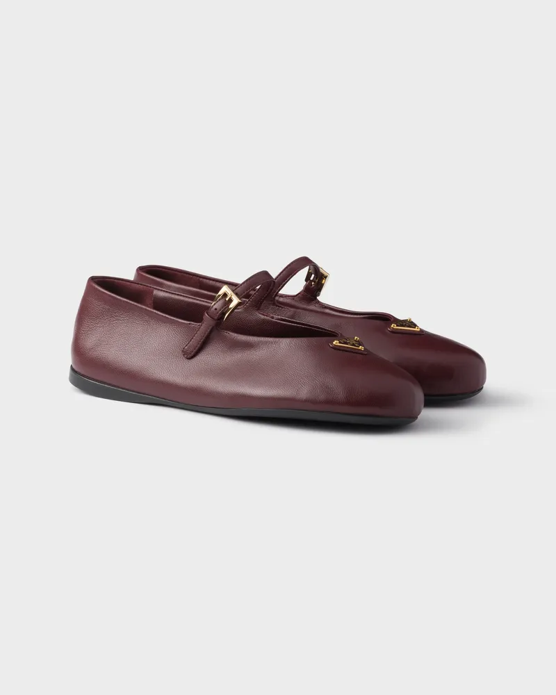 Prada Ballerinas aus Nappa-Leder Burgunderrot