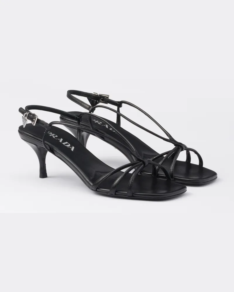 Prada Sandalen aus Leder mit Absatz Schwarz