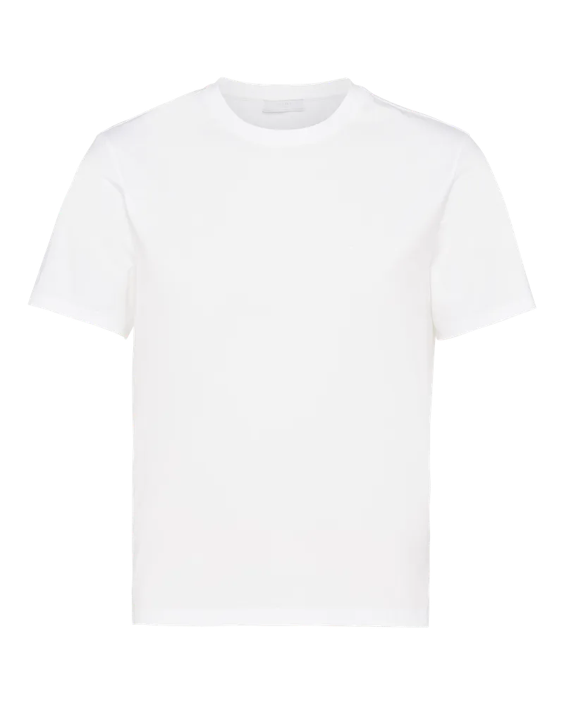 Prada T-Shirt aus Stretch-Baumwolle Weiss