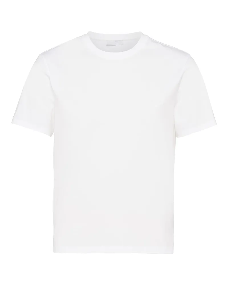 Prada T-shirt Aus Stretch-baumwolle, Herren, Weiss, Größe Weiss