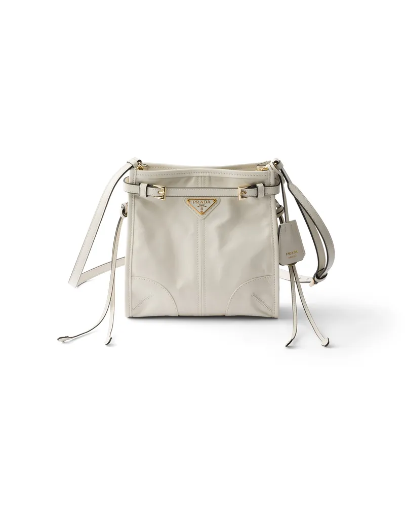Prada Bonnie Mini-schultertasche Aus Leder, Damen, Weiss Weiss