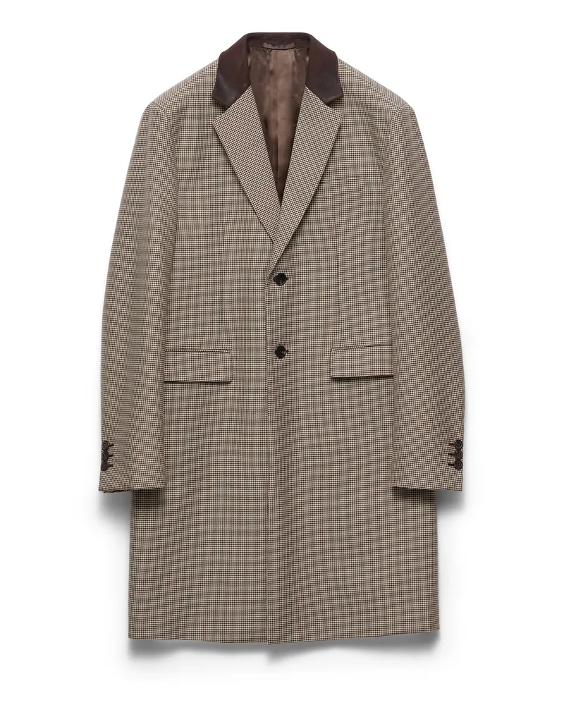 Prada Einreihiger Mantel Aus Mohairwolle, Herren, Ebenholz, Größe Ebenholz
