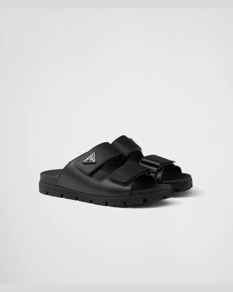 Prada Sandalen Mit Riemen Aus Leder, Herren, Schwarz, Größe 9 Schwarz
