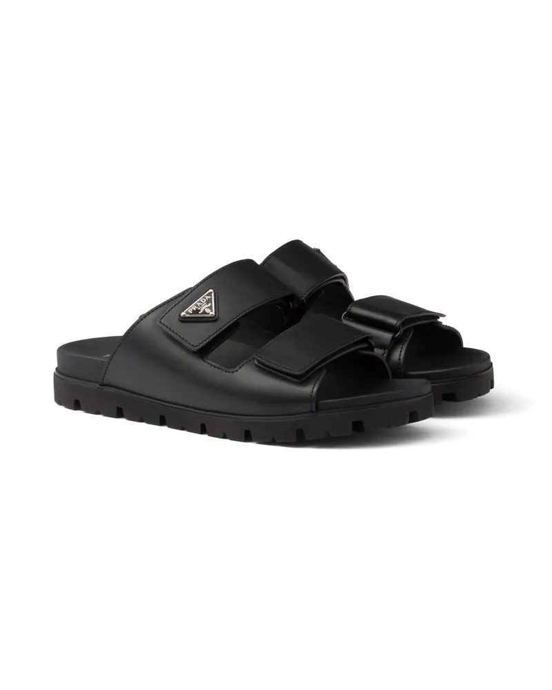 Prada Sandalen Mit Riemen Aus Leder, Herren, Schwarz, Größe 9 Schwarz